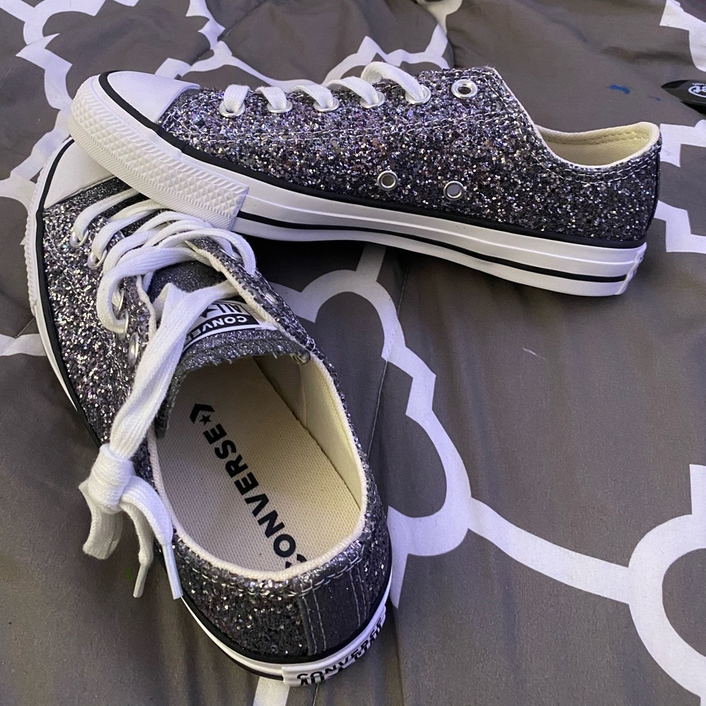 NWT Brand new Silver Sequin Converse, Never Worn